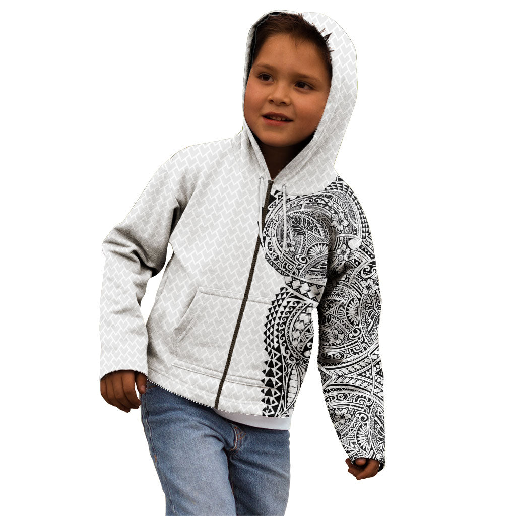 Hawaiian Traditional Tattoos Kid Hoodie Kakau Tribal Tropical Plant Motif White Color LT03 - Polynesian Pride