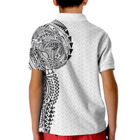 Hawaiian Traditional Tattoos Kid Polo Shirt Kakau Tribal Tropical Plant Motif White Color LT03 - Polynesian Pride