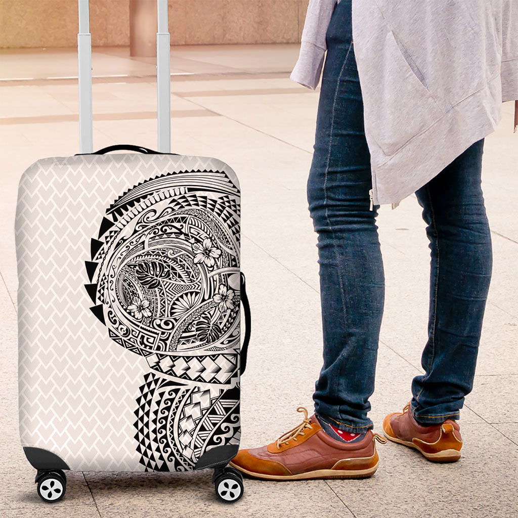 Hawaiian Traditional Tattoos Luggage Cover Kakau Tribal Tropical Plant Motif White Color LT03 White - Polynesian Pride