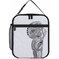 Hawaiian Traditional Tattoos Lunch Bag Kakau Tribal Tropical Plant Motif White Color