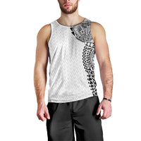 Hawaiian Traditional Tattoos Men Tank Top Kakau Tribal Tropical Plant Motif White Color LT03 - Polynesian Pride