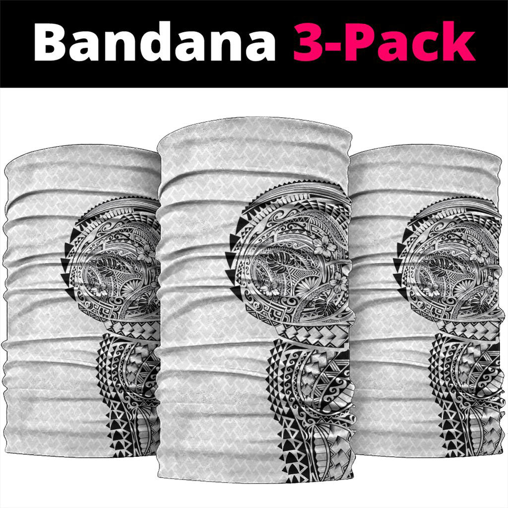 Hawaiian Traditional Tattoos Neck Gaiter Kakau Tribal Tropical Plant Motif White Color
