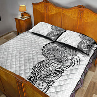 Hawaiian Traditional Tattoos Quilt Bed Set Kakau Tribal Tropical Plant Motif White Color LT03 - Polynesian Pride
