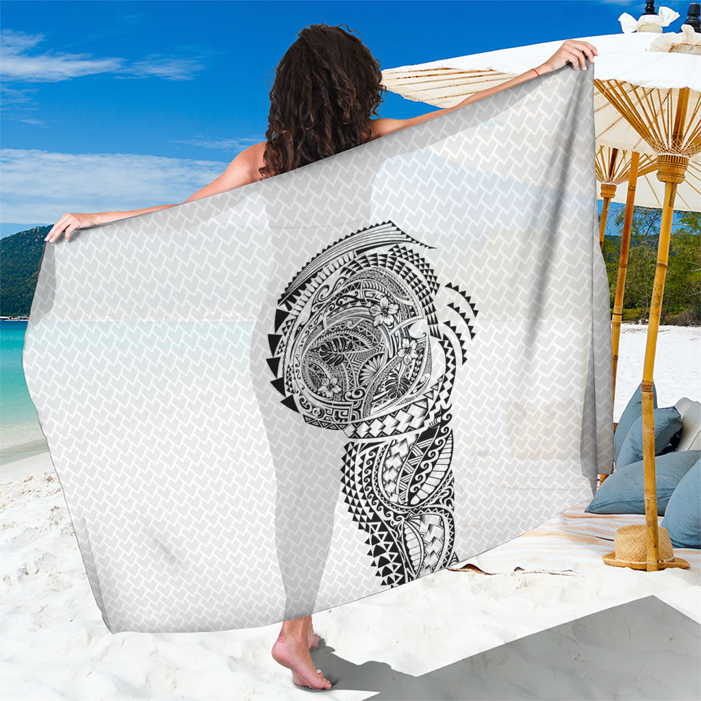 Hawaiian Traditional Tattoos Sarong Kakau Tribal Tropical Plant Motif White Color LT03 One Size 44 x 66 inches White - Polynesian Pride
