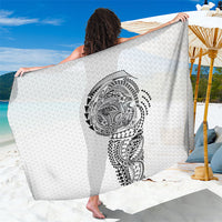 Hawaiian Traditional Tattoos Sarong Kakau Tribal Tropical Plant Motif White Color LT03 One Size 44 x 66 inches White - Polynesian Pride