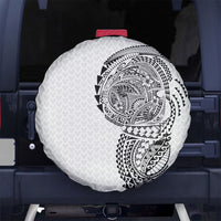 Hawaiian Traditional Tattoos Spare Tire Cover Kakau Tribal Tropical Plant Motif White Color LT03 No hole White - Polynesian Pride