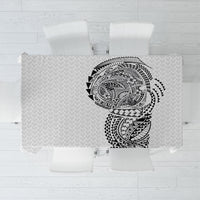 Hawaiian Traditional Tattoos Tablecloth Kakau Tribal Tropical Plant Motif White Color