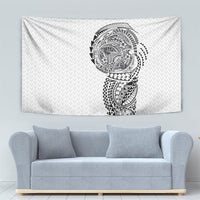Hawaiian Traditional Tattoos Tapestry Kakau Tribal Tropical Plant Motif White Color