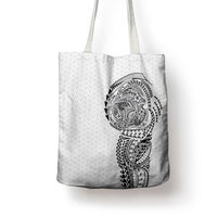 Hawaiian Traditional Tattoos Tote Bag Kakau Tribal Tropical Plant Motif White Color LT03 - Polynesian Pride