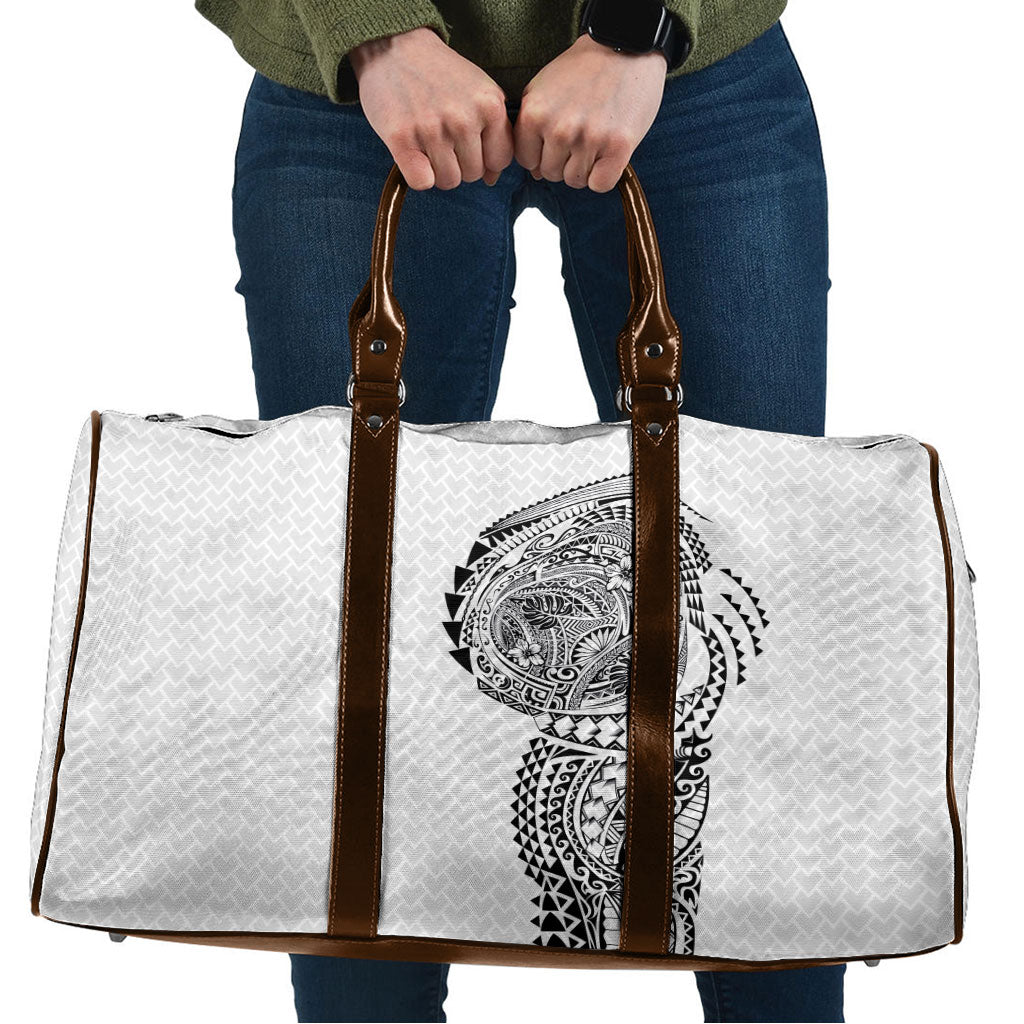 Hawaiian Traditional Tattoos Travel Bag Kakau Tribal Tropical Plant Motif White Color
