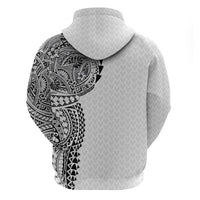 Hawaiian Traditional Tattoos Zip Hoodie Kakau Tribal Tropical Plant Motif White Color LT03 - Polynesian Pride