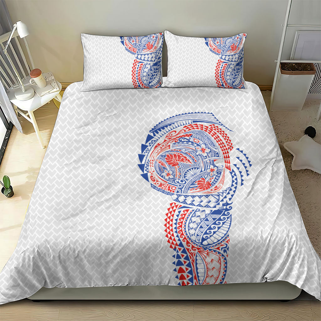 Hawaiian Traditional Tattoos Bedding Set Kakau Tribal Tropical Plant Motif Hawaii Flag Color Inspired LT03 - Polynesian Pride