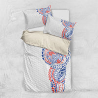 Hawaiian Traditional Tattoos Bedding Set Kakau Tribal Tropical Plant Motif Hawaii Flag Color Inspired LT03 US Twin 172cm x 218cm Multicolor - Polynesian Pride