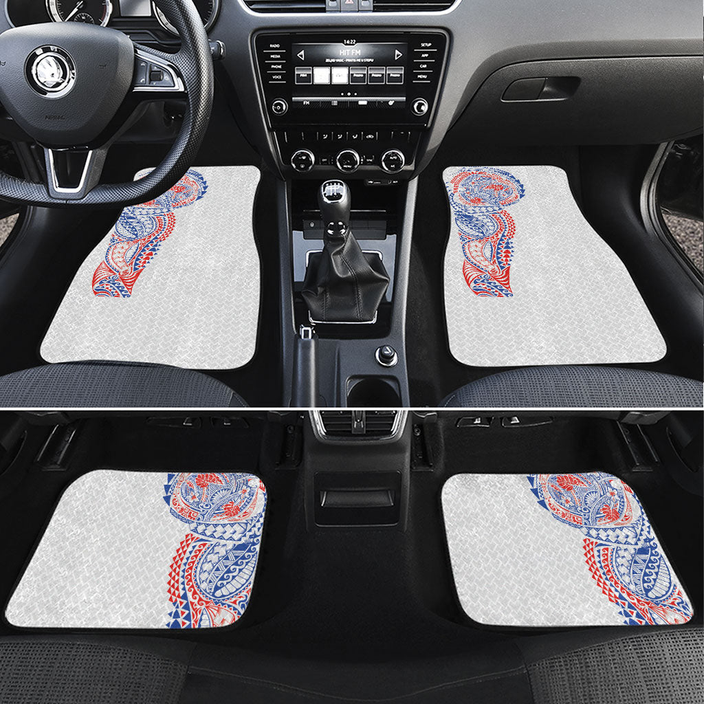 Hawaiian Traditional Tattoos Car Mats Kakau Tribal Tropical Plant Motif Hawaii Flag Color Inspired LT03 Set 4pcs Multicolor - Polynesian Pride