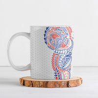 Hawaiian Traditional Tattoos Ceramic Mug Kakau Tribal Tropical Plant Motif Hawaii Flag Color Inspired