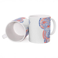 Hawaiian Traditional Tattoos Ceramic Mug Kakau Tribal Tropical Plant Motif Hawaii Flag Color Inspired