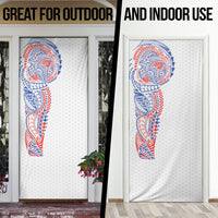 Hawaiian Traditional Tattoos Door Cover Kakau Tribal Tropical Plant Motif Hawaii Flag Color Inspired LT03 - Polynesian Pride