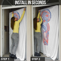 Hawaiian Traditional Tattoos Door Cover Kakau Tribal Tropical Plant Motif Hawaii Flag Color Inspired LT03 - Polynesian Pride