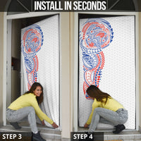Hawaiian Traditional Tattoos Door Cover Kakau Tribal Tropical Plant Motif Hawaii Flag Color Inspired LT03 - Polynesian Pride