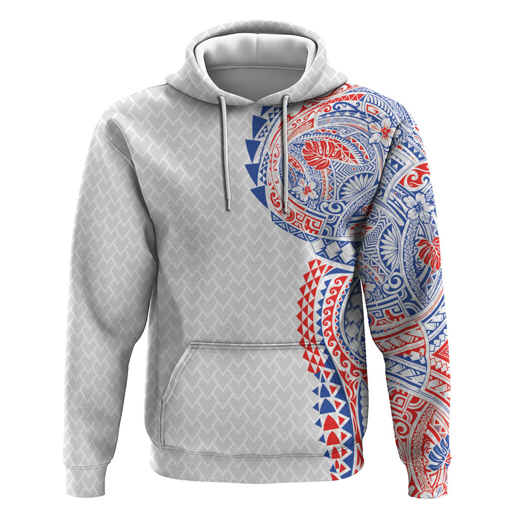 Hawaiian Traditional Tattoos Hoodie Kakau Tribal Tropical Plant Motif Hawaii Flag Color Inspired