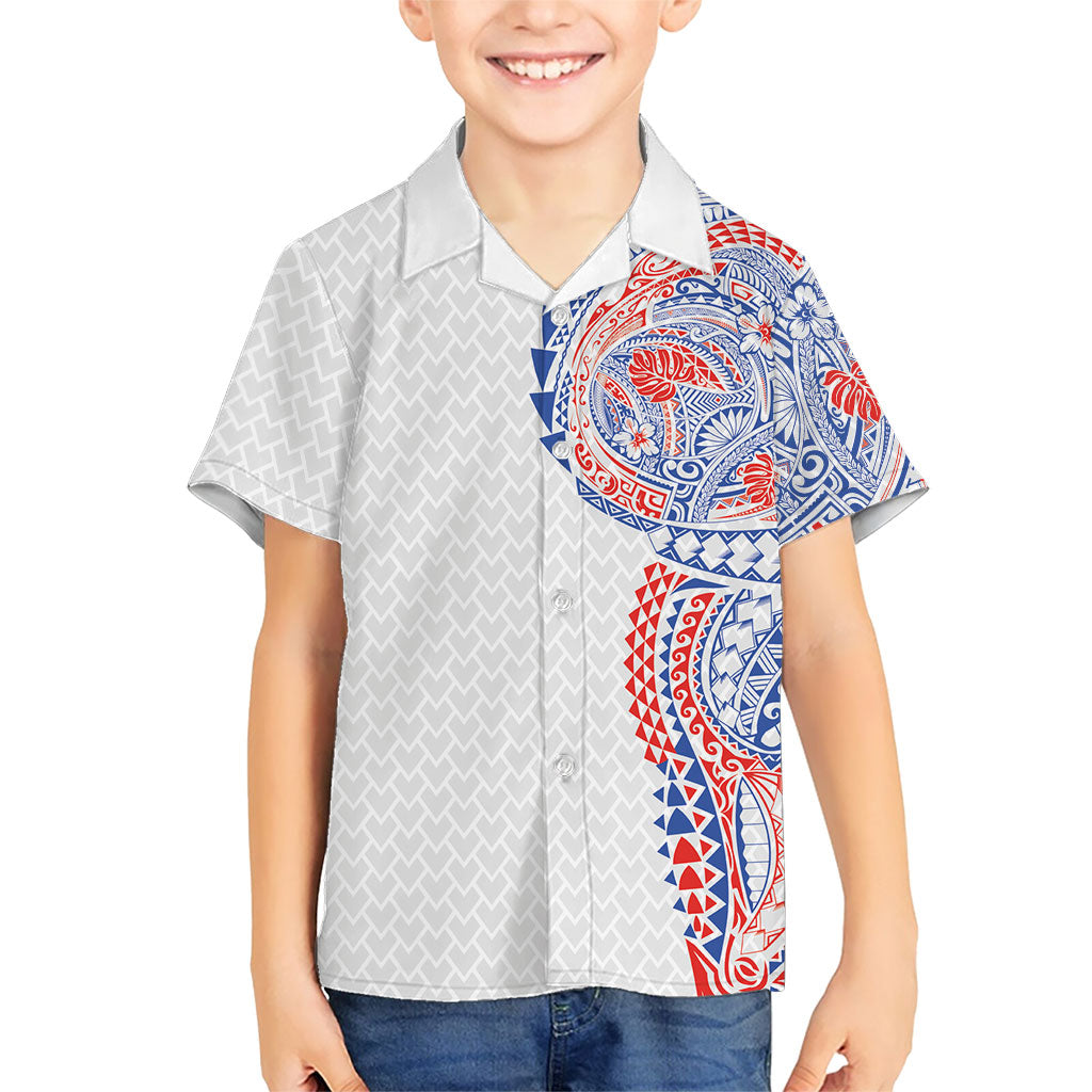 Hawaiian Traditional Tattoos Kid Hawaiian Shirt Kakau Tribal Tropical Plant Motif Hawaii Flag Color Inspired