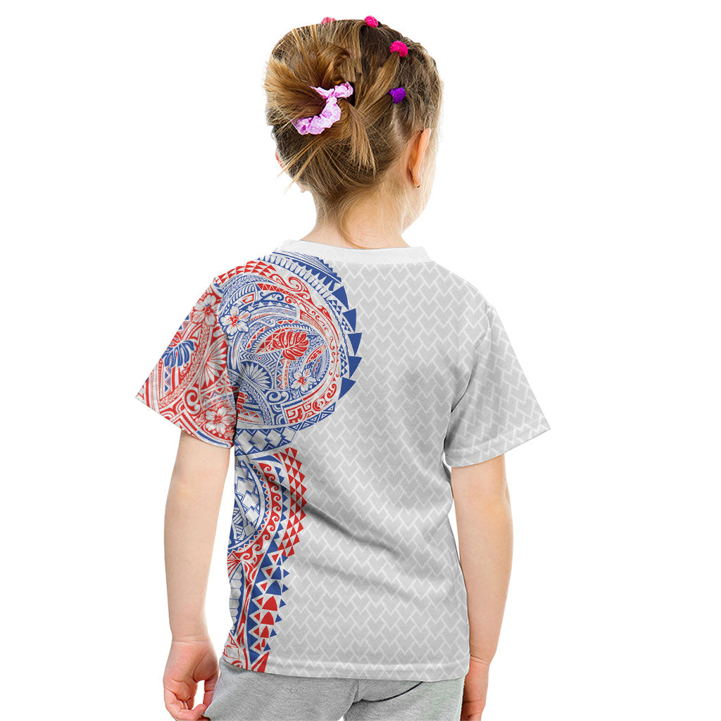 Hawaiian Traditional Tattoos Kid T Shirt Kakau Tribal Tropical Plant Motif Hawaii Flag Color Inspired LT03 - Polynesian Pride