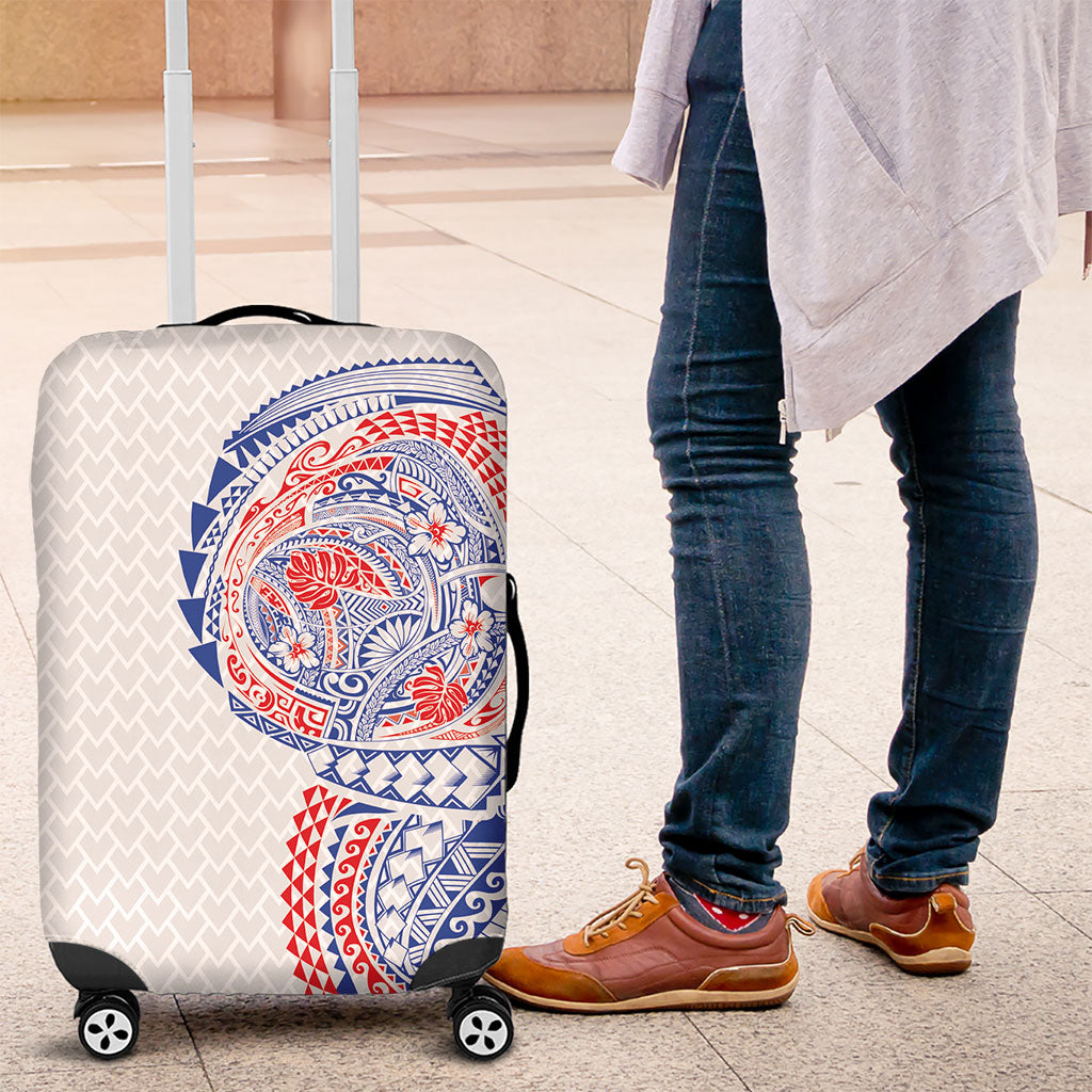 Hawaiian Traditional Tattoos Luggage Cover Kakau Tribal Tropical Plant Motif Hawaii Flag Color Inspired LT03 Multicolor - Polynesian Pride