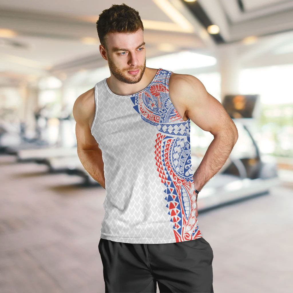 Hawaiian Traditional Tattoos Men Tank Top Kakau Tribal Tropical Plant Motif Hawaii Flag Color Inspired