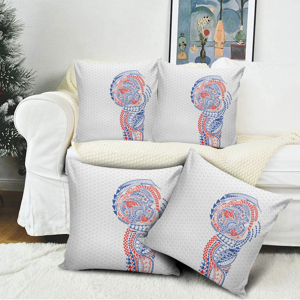 Hawaiian Traditional Tattoos Pillow Cover Kakau Tribal Tropical Plant Motif Hawaii Flag Color Inspired LT03 - Polynesian Pride