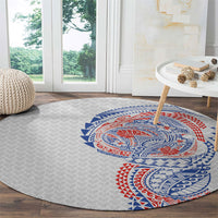 Hawaiian Traditional Tattoos Round Carpet Kakau Tribal Tropical Plant Motif Hawaii Flag Color Inspired LT03 - Polynesian Pride