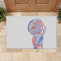 Hawaiian Traditional Tattoos Rubber Doormat Kakau Tribal Tropical Plant Motif Hawaii Flag Color Inspired LT03 Multicolor - Polynesian Pride