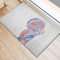 Hawaiian Traditional Tattoos Rubber Doormat Kakau Tribal Tropical Plant Motif Hawaii Flag Color Inspired LT03 - Polynesian Pride