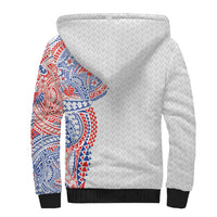 Hawaiian Traditional Tattoos Sherpa Hoodie Kakau Tribal Tropical Plant Motif Hawaii Flag Color Inspired