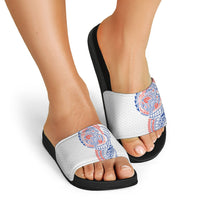 Hawaiian Traditional Tattoos Slide Sandals Kakau Tribal Tropical Plant Motif Hawaii Flag Color Inspired LT03 - Polynesian Pride
