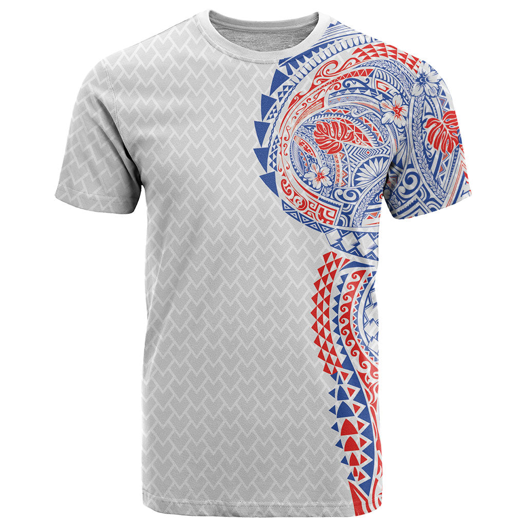 Hawaiian Traditional Tattoos T Shirt Kakau Tribal Tropical Plant Motif Hawaii Flag Color Inspired LT03 Multicolor - Polynesian Pride
