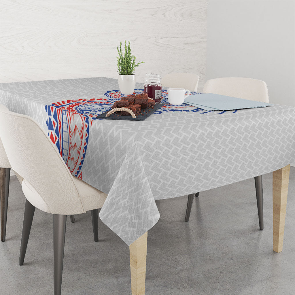Hawaiian Traditional Tattoos Tablecloth Kakau Tribal Tropical Plant Motif Hawaii Flag Color Inspired LT03 - Polynesian Pride
