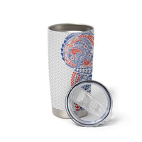 Hawaiian Traditional Tattoos Tumbler Cup Kakau Tribal Tropical Plant Motif Hawaii Flag Color Inspired LT03 - Polynesian Pride