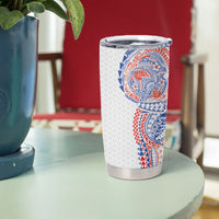 Hawaiian Traditional Tattoos Tumbler Cup Kakau Tribal Tropical Plant Motif Hawaii Flag Color Inspired LT03 - Polynesian Pride