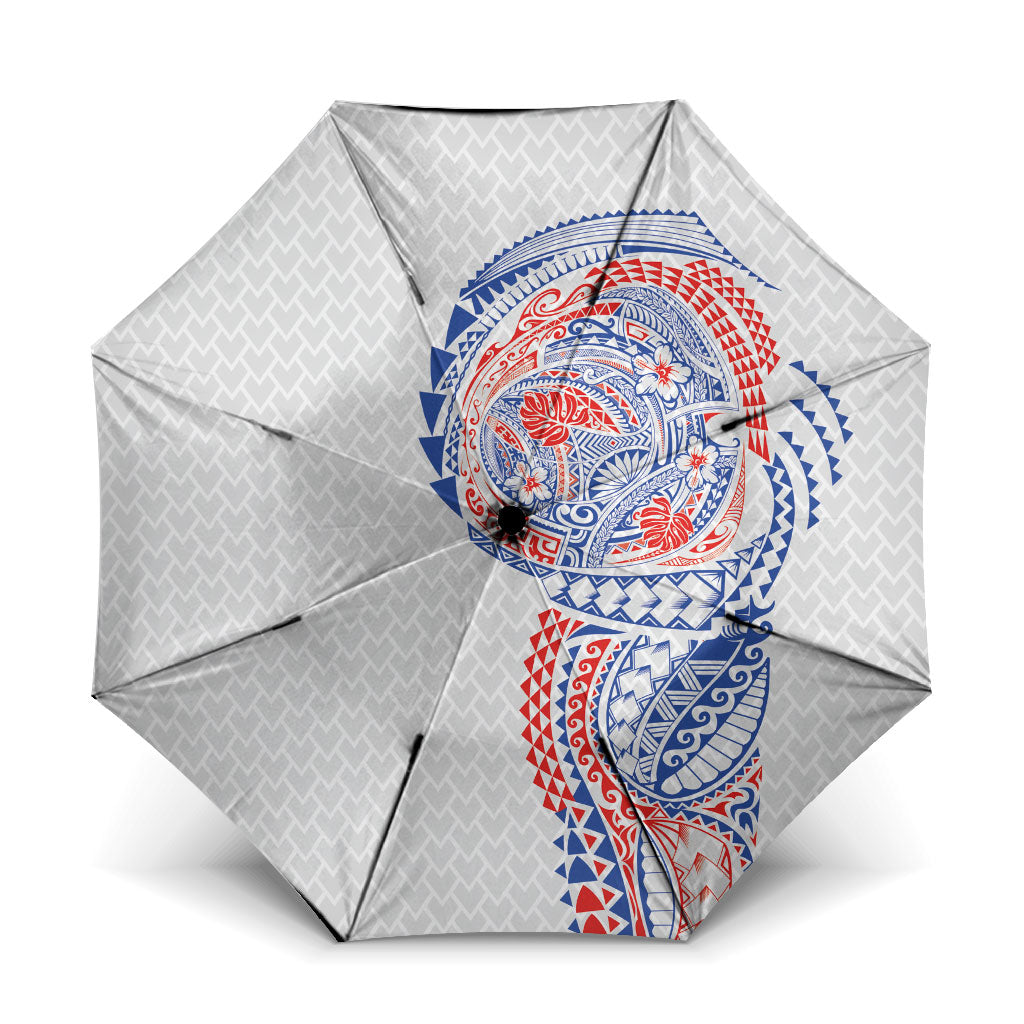 Hawaiian Traditional Tattoos Umbrella Kakau Tribal Tropical Plant Motif Hawaii Flag Color Inspired LT03 One Size Folded 11.42 inch Opened Diameter 37.4 inch Multicolor - Polynesian Pride