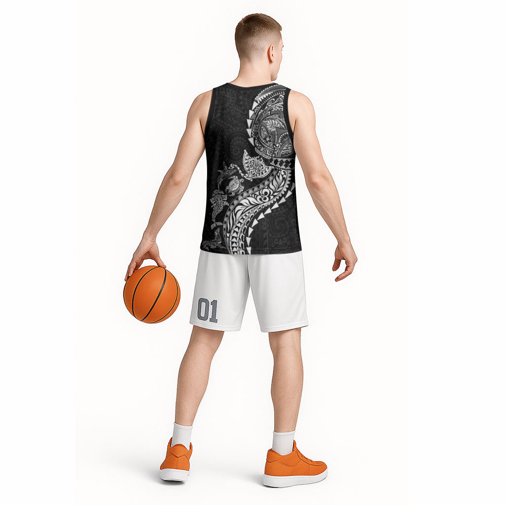 Hawaiian Kakau Tribal Sea Animals Tattoos Basketball Jersey Black Color