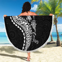 Hawaiian Kakau Tribal Sea Animals Tattoos Beach Blanket Black Color