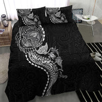 Hawaiian Kakau Tribal Sea Animals Tattoos Bedding Set Black Color