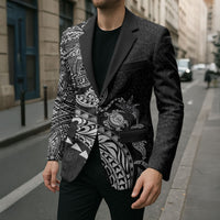 Hawaiian Kakau Tribal Sea Animals Tattoos Blazer Black Color