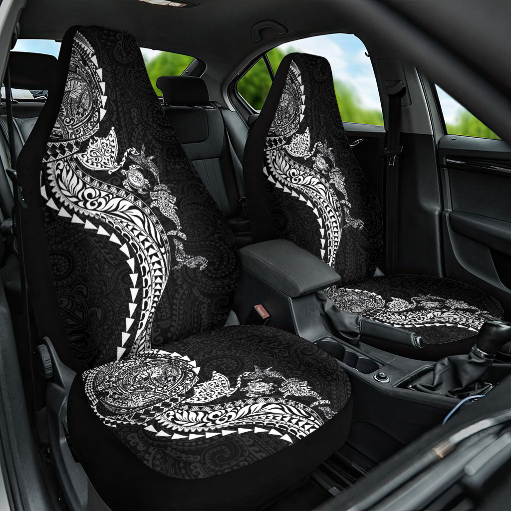 Hawaiian Kakau Tribal Sea Animals Tattoos Car Seat Cover Black Color
