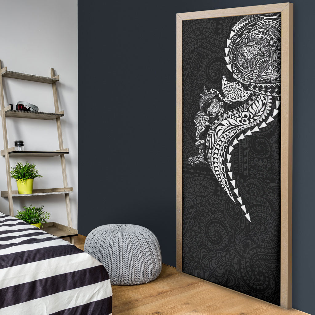 Hawaiian Kakau Tribal Sea Animals Tattoos Door Cover Black Color