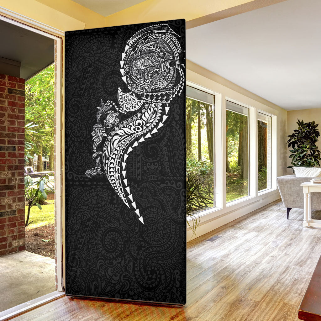Hawaiian Kakau Tribal Sea Animals Tattoos Door Cover Black Color