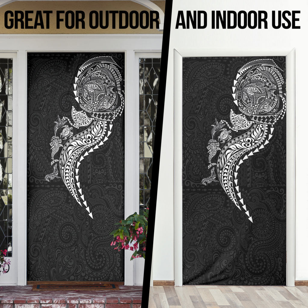 Hawaiian Kakau Tribal Sea Animals Tattoos Door Cover Black Color