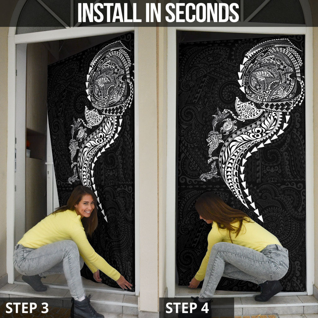 Hawaiian Kakau Tribal Sea Animals Tattoos Door Cover Black Color