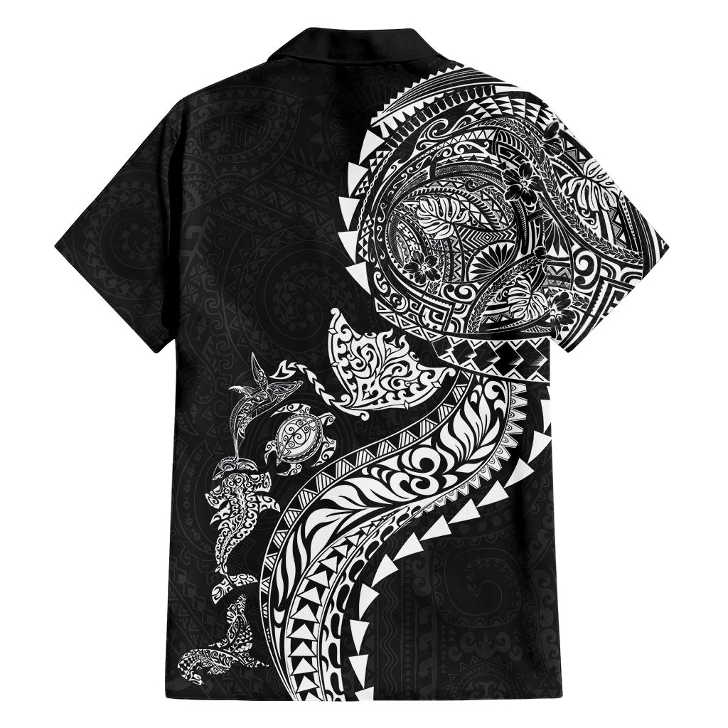Hawaiian Kakau Tribal Sea Animals Tattoos Hawaiian Shirt Black Color