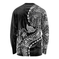 Hawaiian Kakau Tribal Sea Animals Tattoos Long Sleeve Shirt Black Color